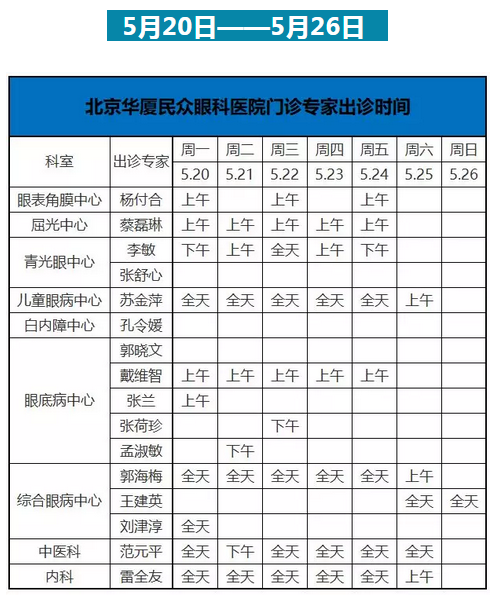 5月20日—5月26日8868体育官方网站(官方)登录入口门诊专家出诊表出炉.png